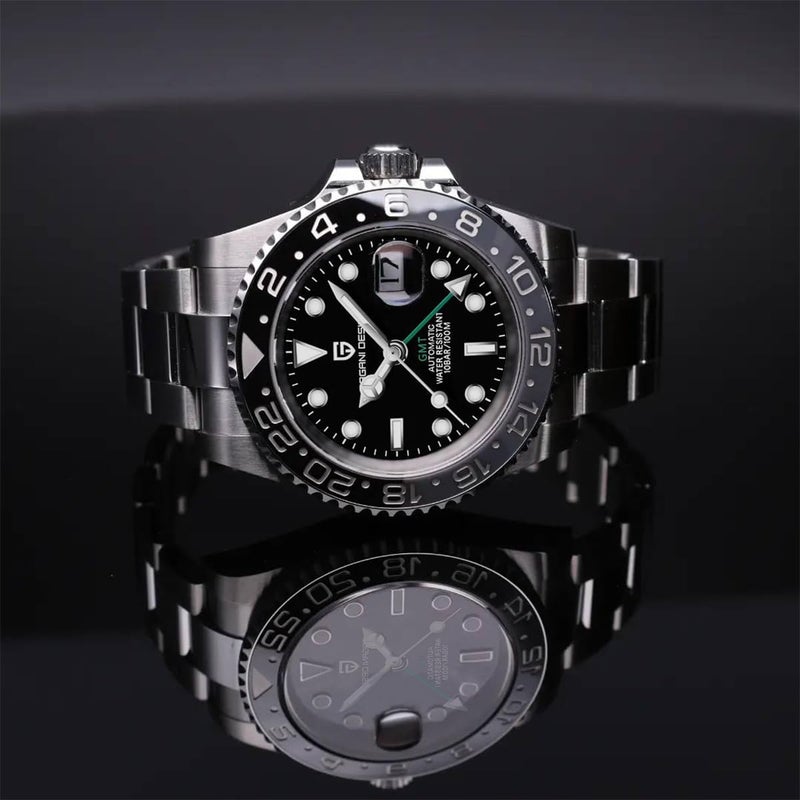 PAGANI DESIGN ساعة رجال أوتوماتيكية ميكانيكية من باجاني ديزاين GMT مع إطار سيراميك دوار ووظيفة التاريخ - Image 5